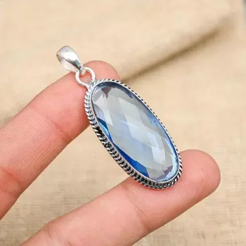 Ювелирные изделия из стерлингового серебра 925 пробы с танзанитом ручной работы на День Благодарения 1.97 Inches синий