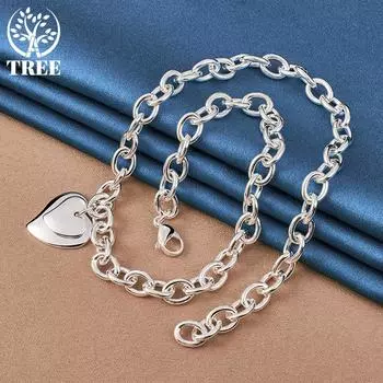 Ювелирные изделия из стерлингового серебра 925 пробы с подвеской в виде двойного сердца 18-дюймовой цепочки и ожерелья 45cm