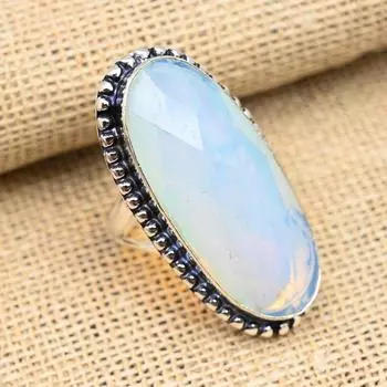 Ювелирные изделия из стерлингового серебра 925 пробы с красивым молочным опалом и драгоценным камнем ручной работы 4 белый