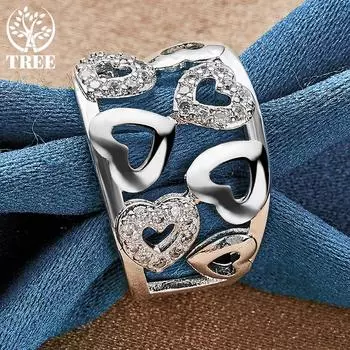 Ювелирные изделия из стерлингового серебра 925 пробы с цирконом в форме сердца AAA 7#