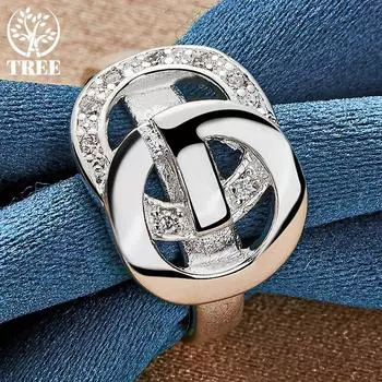 Ювелирные изделия из стерлингового серебра 925 пробы с круглым цирконом AAA 7#