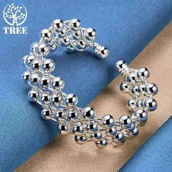 Ювелирные изделия из стерлингового серебра 925 пробы с гладкими бусинами