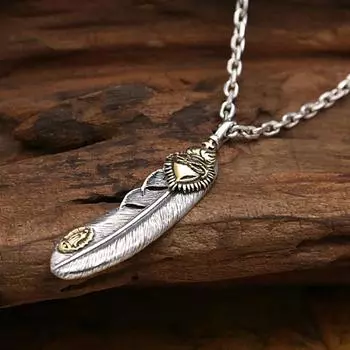 Ювелирные изделия из стерлингового серебра 925 пробы в стиле ретро, тайское серебро, подвеска с перьями Такахаси Горо, личность Девы Марии для мужчин и женщин