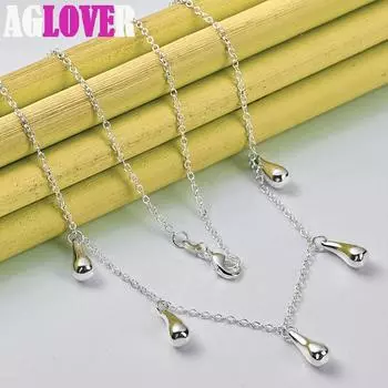 Ювелирные изделия из стерлингового серебра 925 пробы с подвеской в виде пяти капель воды/капель дождя 45cm