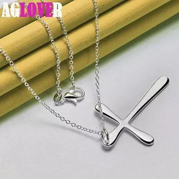 Ювелирные изделия из стерлингового серебра 925 пробы с длинным крестом и подвеской 45cm