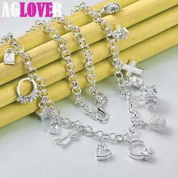 Ювелирные изделия из стерлингового серебра 925 пробы с цирконием AAA и звездами 45cm