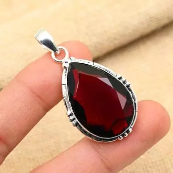 Ювелирные изделия из стерлингового серебра 925 пробы с красным гранатом ручной работы, удивительный кулон для женщин 2 Inches красный