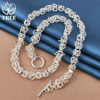 Ювелирные изделия из стерлингового серебра 925 пробы с пуговицами и цепочкой с множеством кругов 45cm