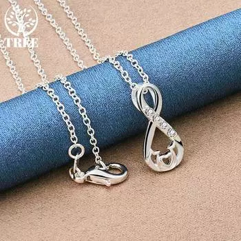 Ювелирные изделия из стерлингового серебра 925 пробы с подвеской в виде сердца AAA с цирконом 45cm