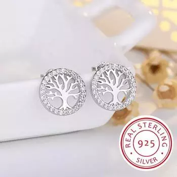 Ювелирные изделия из стерлингового серебра 925 пробы, женские модные милые маленькие прозрачные серьги-гвоздики с кристаллами CZ, подарок для девочек-подростков, леди