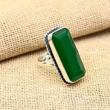 Ювелирные изделия из стерлингового серебра 925 пробы с зеленым ониксом ручной работы, милое кольцо для женщин 4 зелёный