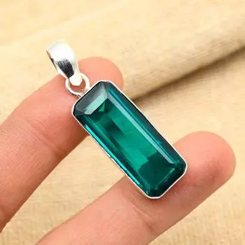 Ювелирные изделия из стерлингового серебра 925 пробы с индиколитом, великолепный кулон для женщин ручной работы 1.75 Inches синий