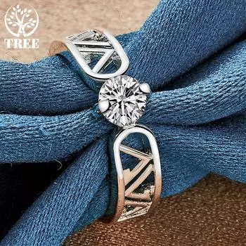 Ювелирные изделия из стерлингового серебра 925 пробы с круглым цирконом AAA и буквой V 7#