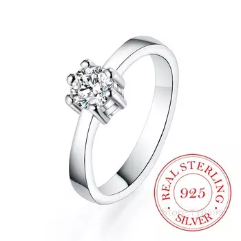 Ювелирные изделия из стерлингового серебра 925 пробы, винтажные кольца с кристаллами AAA + цирконом для пары, свадебные серебряные кольца для женщин и мужчин, модные Anel De Prata Bijoux 6