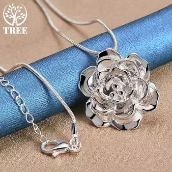 Ювелирные изделия из стерлингового серебра 925 пробы с подвеской в виде цветка 45cm