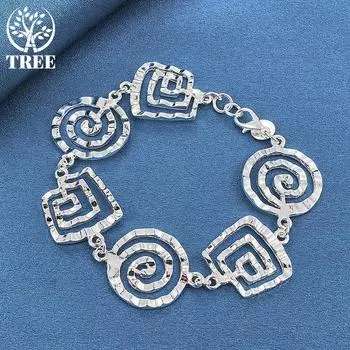 Ювелирные изделия из стерлингового серебра 925 пробы с волнистым браслетом 20cm