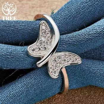 Ювелирные изделия из стерлингового серебра 925 пробы с бабочкой и цирконом AAA 7#