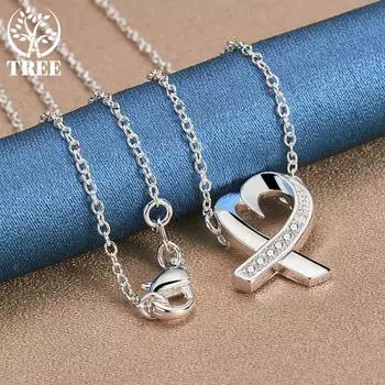 Ювелирные изделия из стерлингового серебра 925 пробы, 18-дюймовая цепочка с подвеской в виде сердца AAA с цирконом 45cm