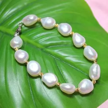 Ювелирные изделия из стерлингового серебра 925 пробы 10-11 мм 100 % натуральный жемчуг браслет барочный жемчуг ювелирные изделия для женщин свадебные подарки 18cm белый