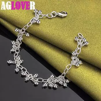 Ювелирные изделия из стерлингового серебра 925 пробы с гладким ярким шариком и шариком-цепочкой 20cm