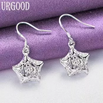 Ювелирные изделия из стерлингового серебра 925 пробы с полыми звездами 3.00*1.40cm