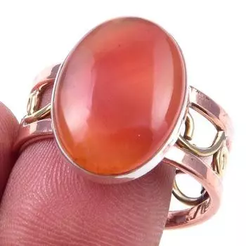 Ювелирные изделия из стерлингового серебра 925 пробы с натуральным сердоликом, двухцветное кольцо S.10.5 n8I75