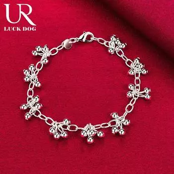 Ювелирные изделия из стерлингового серебра 925 пробы с гладким ярким шариком и шариком-цепочкой 20CM