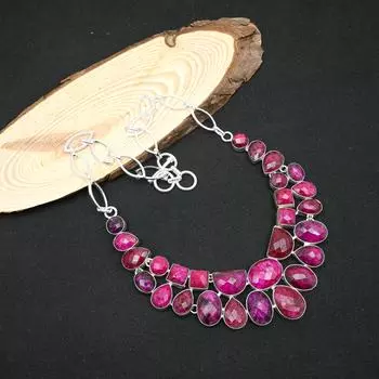 Ювелирные изделия из стерлингового серебра 925 пробы с ограненным рубином, прекрасные ювелирные изделия из драгоценных камней, регулируемое ожерелье ручной работы для свадебного подарка Adjustable With 18 Inches розовый