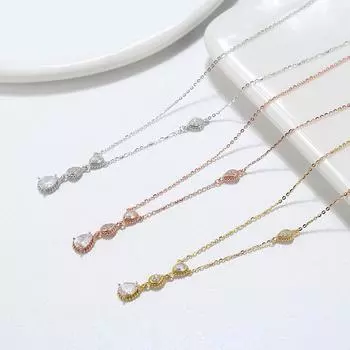 Ювелирные изделия из стерлингового серебра 925 пробы, универсальное ожерелье на ключицу, подвеска New Girl 4A с цирконием в форме капли воды 925