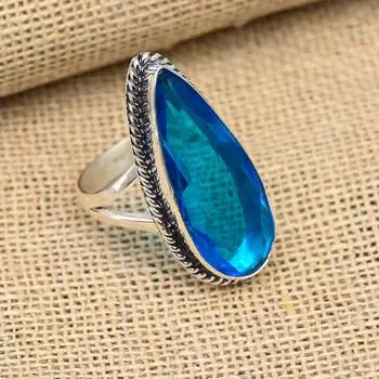 Ювелирные изделия из стерлингового серебра 925 пробы с синим топазом ручной работы на Рождество 4 синий