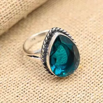 Ювелирные изделия из стерлингового серебра 925 пробы с индиколитом ручной работы на День Благодарения 4 синий