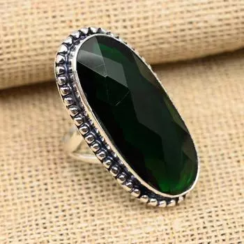 Ювелирные изделия из стерлингового серебра 925 пробы с хром-диопсидом и драгоценным камнем ручной работы для женщин 4 зелёный