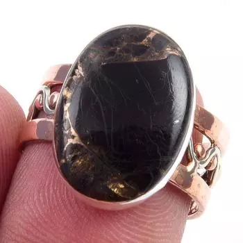 Ювелирные изделия из стерлингового серебра 925 пробы с натуральной черной медью и бирюзой, двухцветное кольцо S.7 D8K04