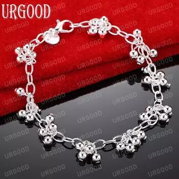 Ювелирные изделия из стерлингового серебра 925 пробы с гладким ярким шариком и шариком-цепочкой 20CM