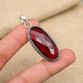 Ювелирные изделия из стерлингового серебра 925 пробы с красным гранатом ручной работы для любви 1.97 Inches красный