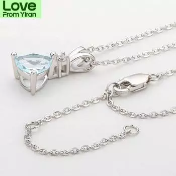 Ювелирные изделия из стерлингового серебра 925 пробы, ожерелья 7 * 7 мм, натуральный топаз, ожерелья для женщин, подарки на годовщину свадьбы