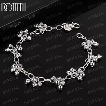 Ювелирные изделия из стерлингового серебра 925 пробы с гладким ярким шариком и шариком-цепочкой 20CM