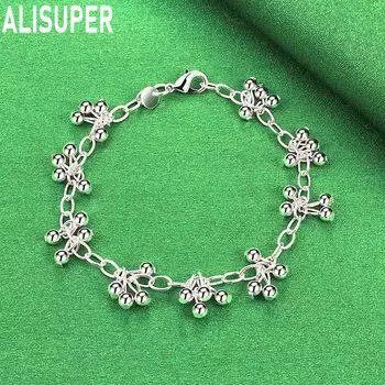 Ювелирные изделия из стерлингового серебра 925 пробы с гладким ярким шариком и шариком-цепочкой 20CM