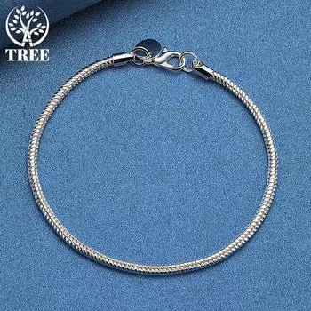 Ювелирные изделия из стерлингового серебра 925 пробы, 8 дюймов, 3 мм, браслет со змеиной цепочкой 20cm