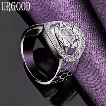 Ювелирные изделия из стерлингового серебра 925 пробы, круглое кольцо с цирконом AAA 7#