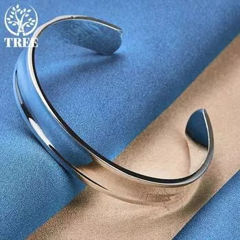 Ювелирные изделия из стерлингового серебра 925 пробы, круглые гладкие регулируемые браслеты диаметром 12 мм