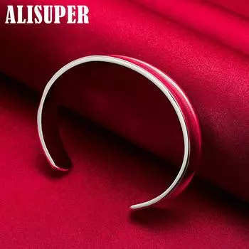 Ювелирные изделия из стерлингового серебра 925 пробы, круглый гладкий регулируемый браслет диаметром 12 мм 12mm