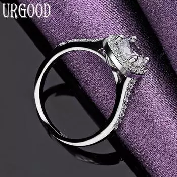 Ювелирные изделия из стерлингового серебра 925 пробы, квадратное круглое кольцо с цирконом AAA 7#