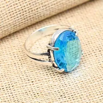 Ювелирные изделия из стерлингового серебра 925 пробы ручной работы с синим топазом из твердого серебра для женщин