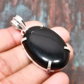 Ювелирные изделия из стерлингового серебра 925 пробы с черным ониксом ручной работы на День Благодарения 1.97 Inches чёрный