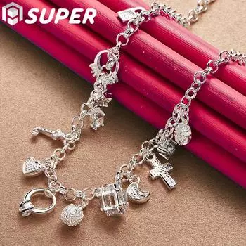 Ювелирные изделия из стерлингового серебра 925 пробы с цирконием AAA и звездами 45cm