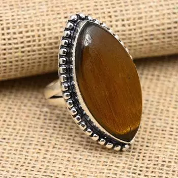 Ювелирные изделия из стерлингового серебра 925 пробы с драгоценным камнем тигрового глаза ручной работы для любви 4 жёлтый