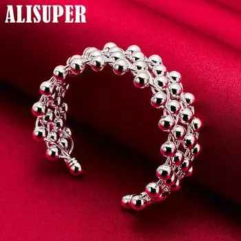 Ювелирные изделия из стерлингового серебра 925 пробы с гладкими бусинами