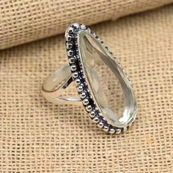 Ювелирные изделия из стерлингового серебра 925 пробы с красивым белым топазом и драгоценным камнем ручной работы 4 белый