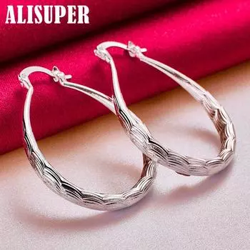 Ювелирные изделия из стерлингового серебра 925 пробы с круглым обручем и волнистым узором